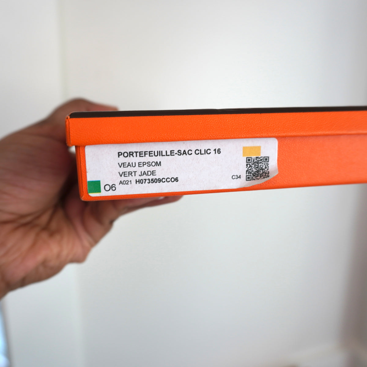 HERMES Clic 16 Green Epsom Wallet on Strap Z Stamp