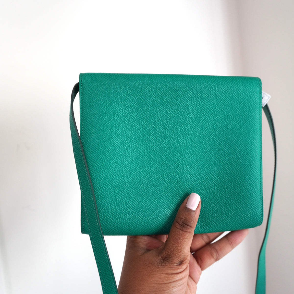 HERMES Clic 16 Green Epsom Wallet on Strap Z Stamp