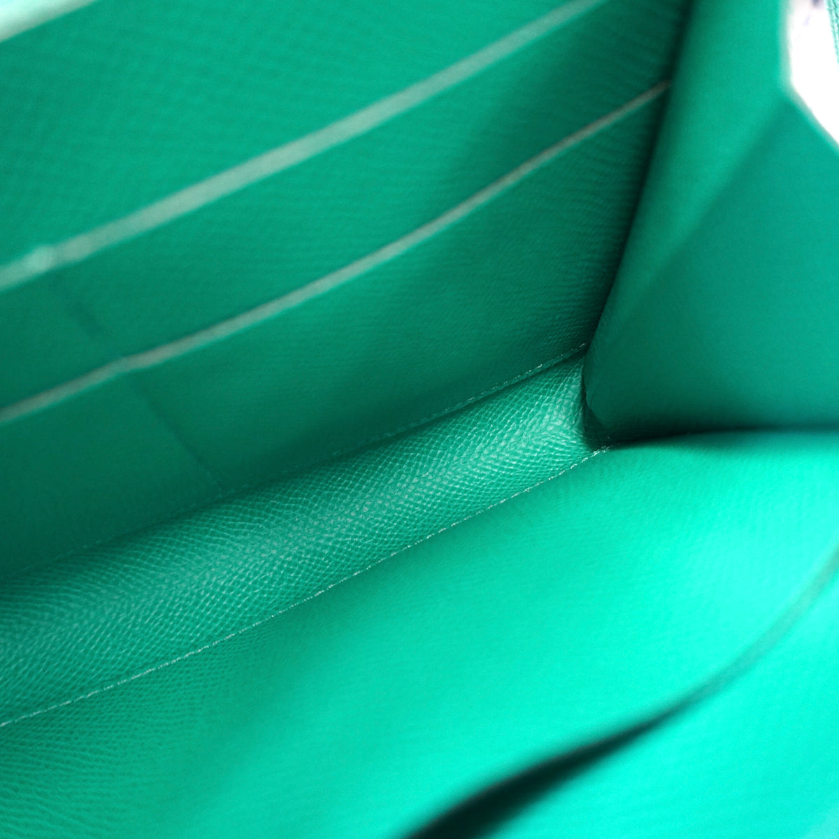 HERMES Clic 16 Green Epsom Wallet on Strap Z Stamp