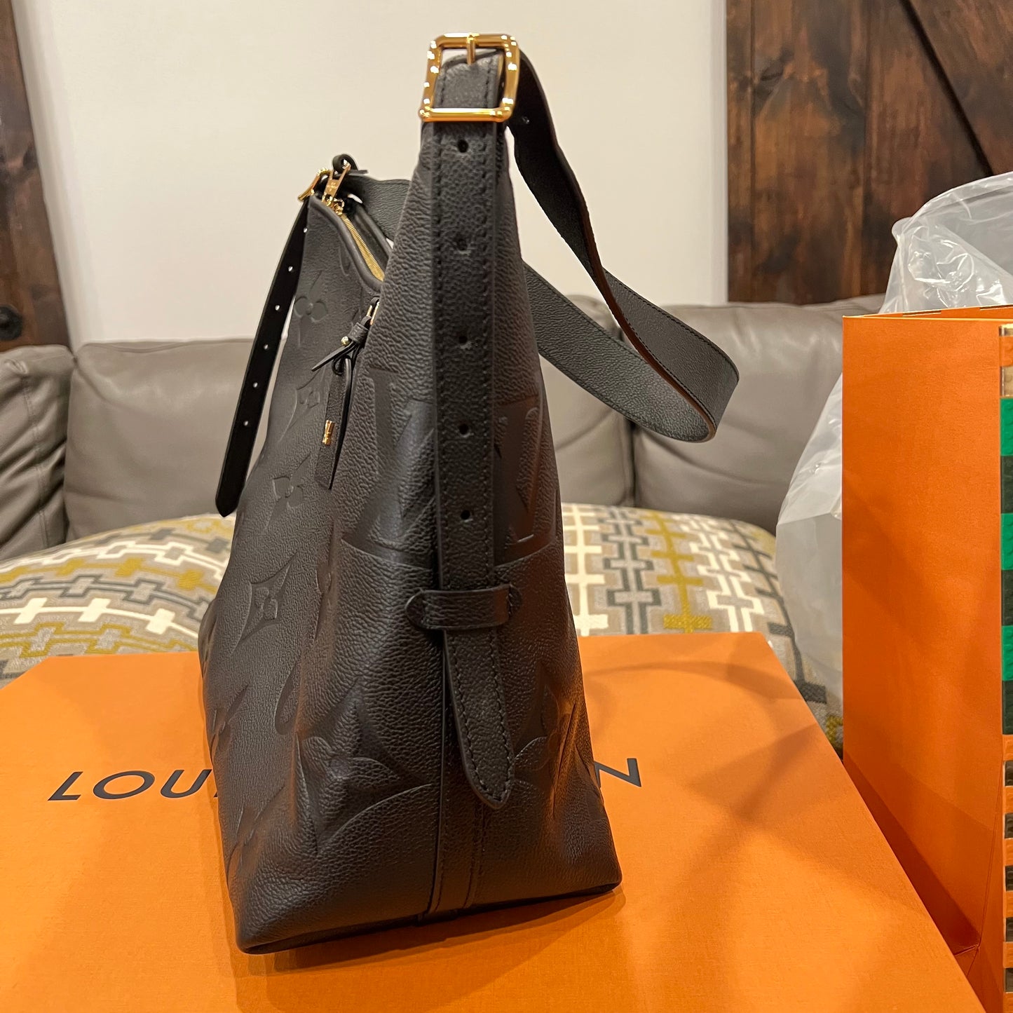 LOUIS VUITTON Black Empreinte Carryall MM