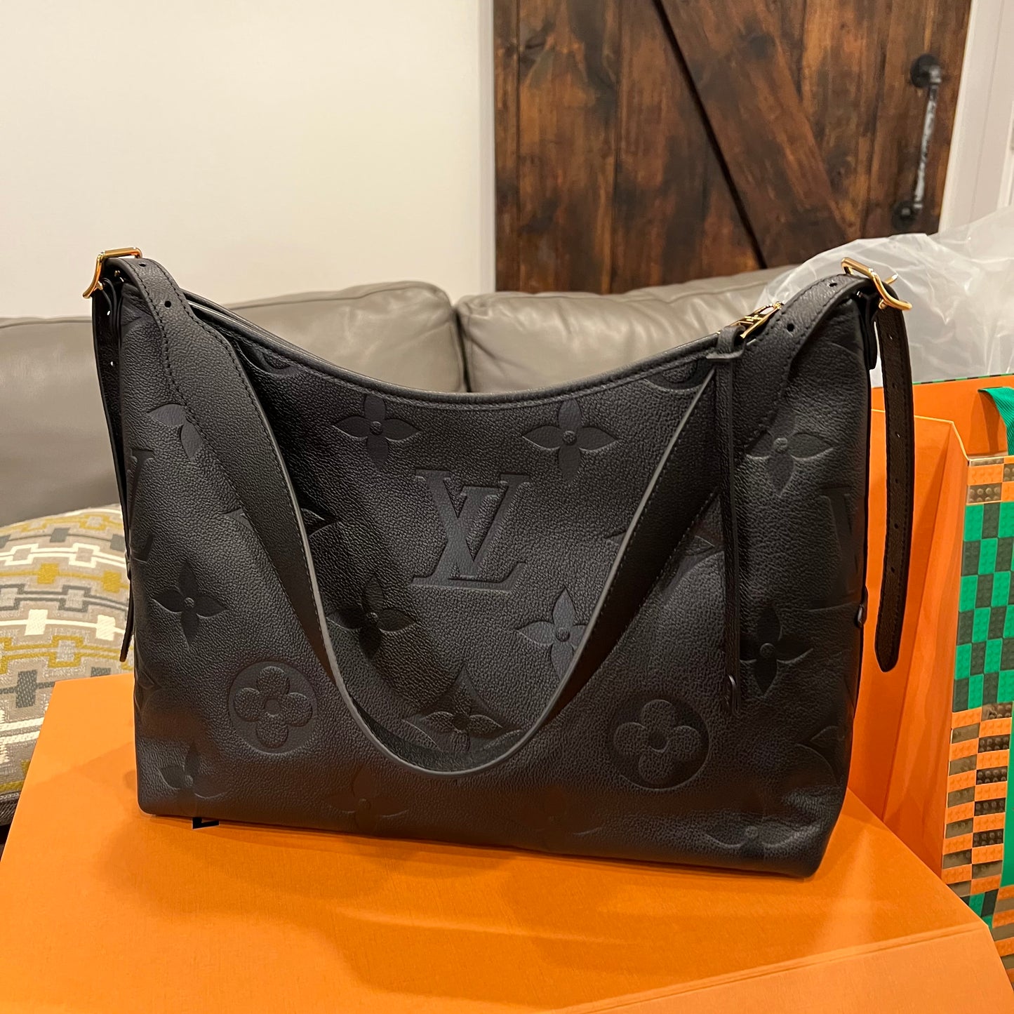 LOUIS VUITTON Black Empreinte Carryall MM