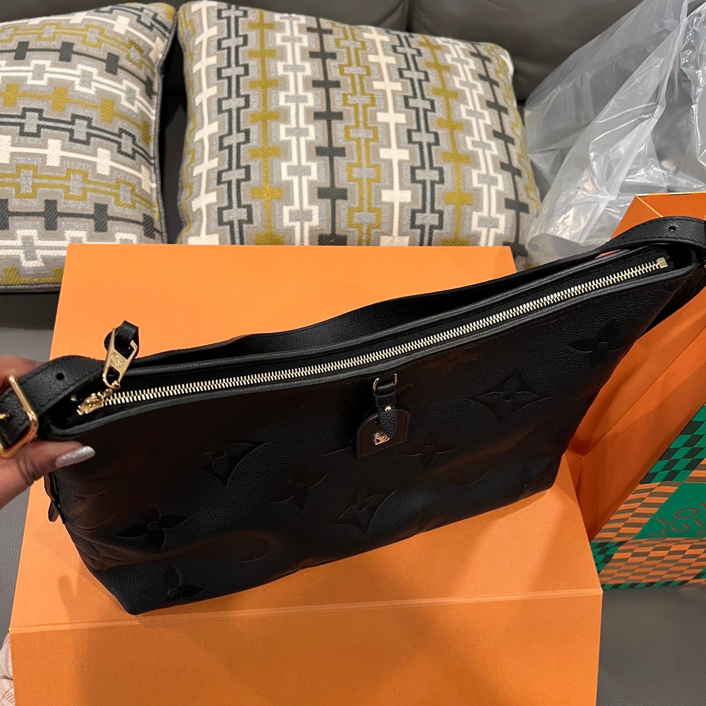LOUIS VUITTON Black Empreinte Carryall MM