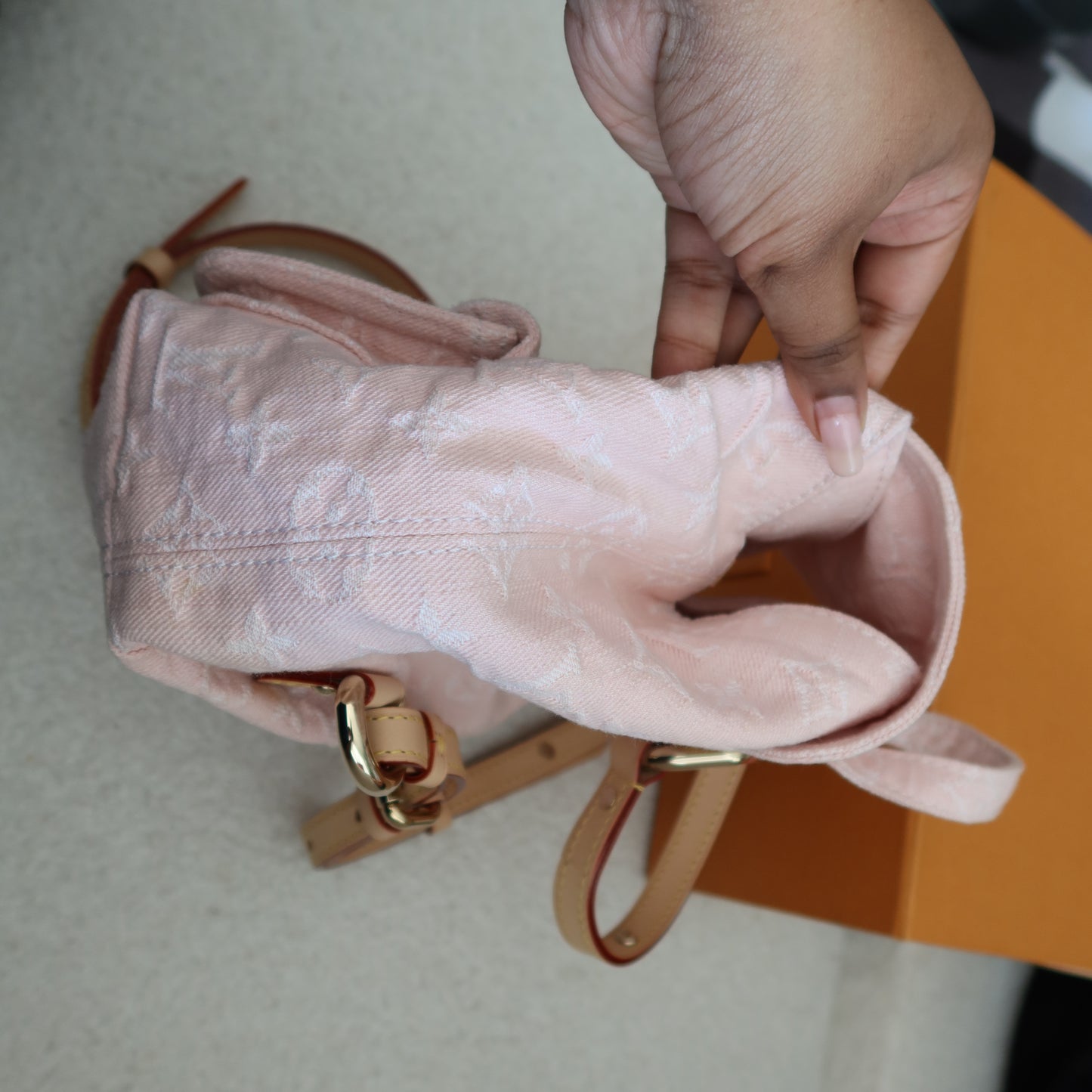 LOUIS VUITTON Pink Denim Venice Backpack NM