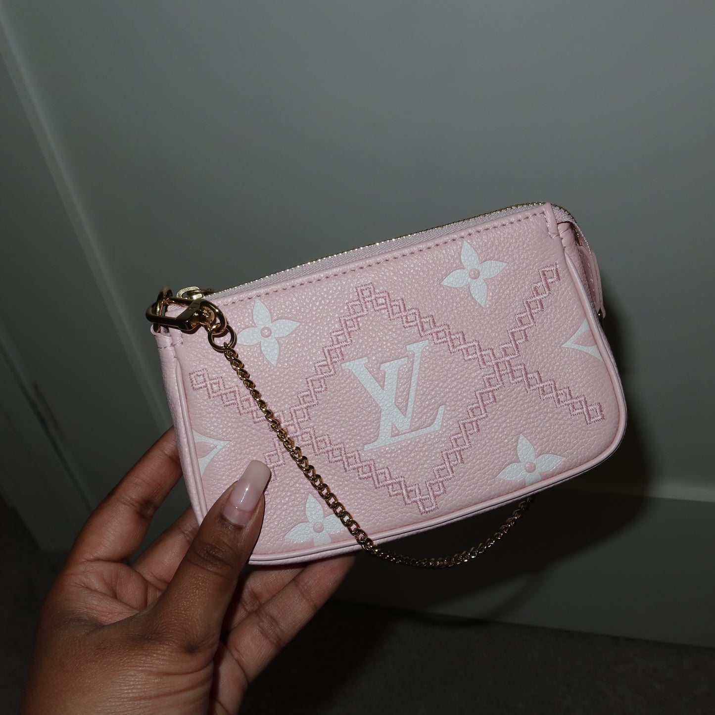 LOUIS VUITTON Pink Bicolor Empreinte Mini Pochette