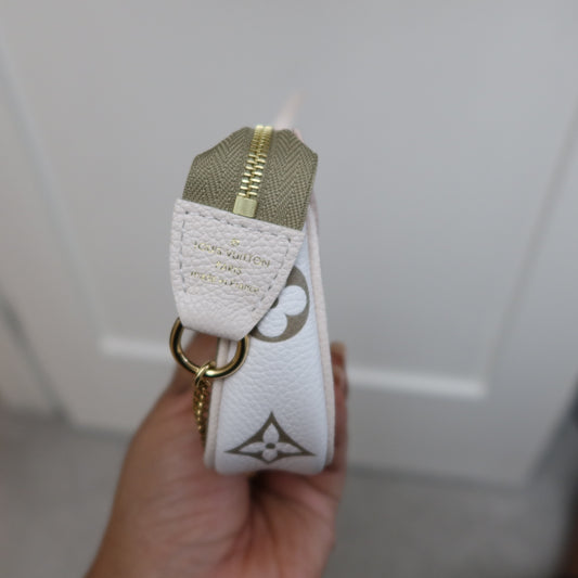 LOUIS VUITTON Khaki Beige Bicolor Empreinte Mini Pochette