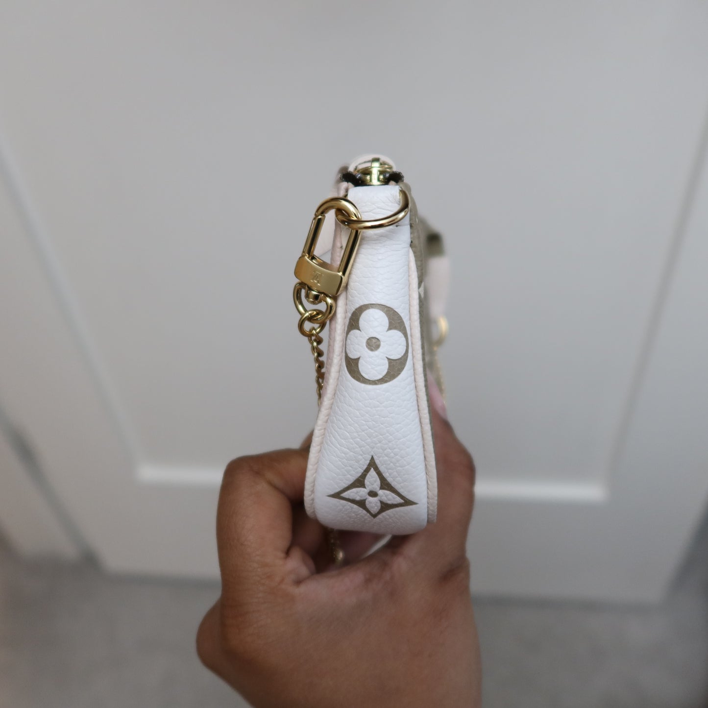LOUIS VUITTON Khaki Beige Bicolor Empreinte Mini Pochette