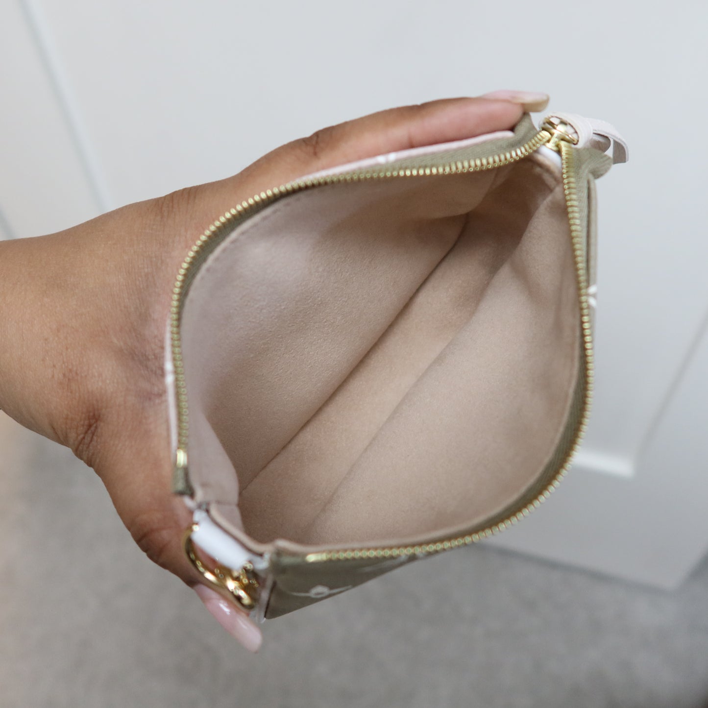 LOUIS VUITTON Khaki Beige Bicolor Empreinte Mini Pochette