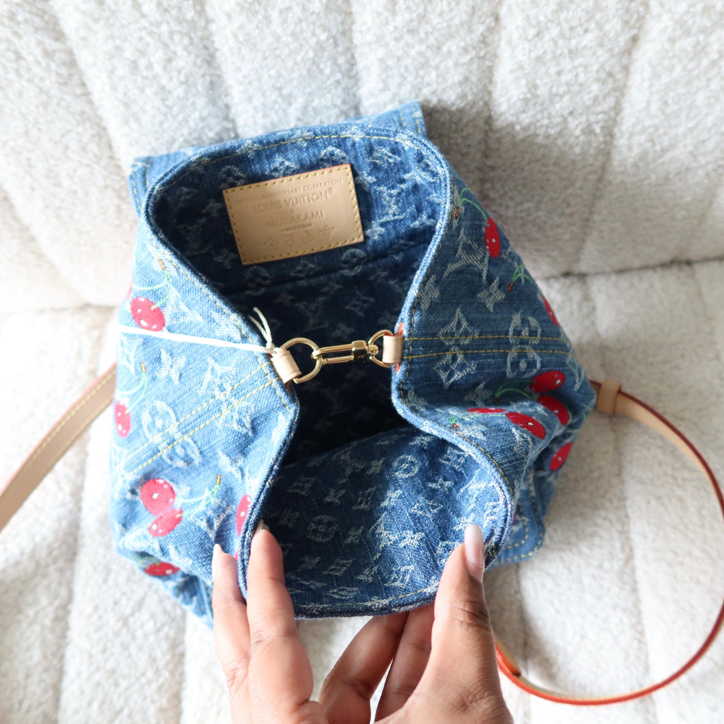 LOUIS VUITTON Murakami Cherries Denim Venice Backpack NM