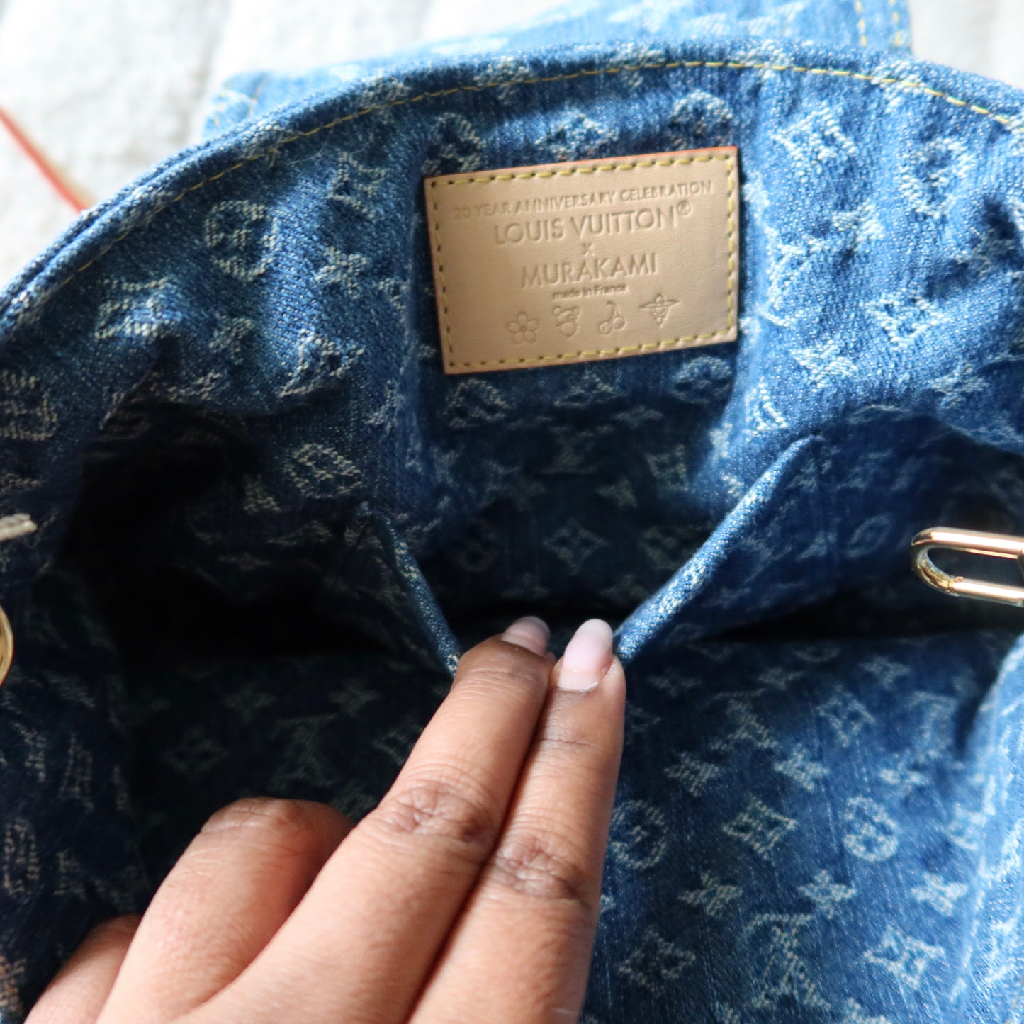 LOUIS VUITTON Murakami Cherries Denim Venice Backpack NM