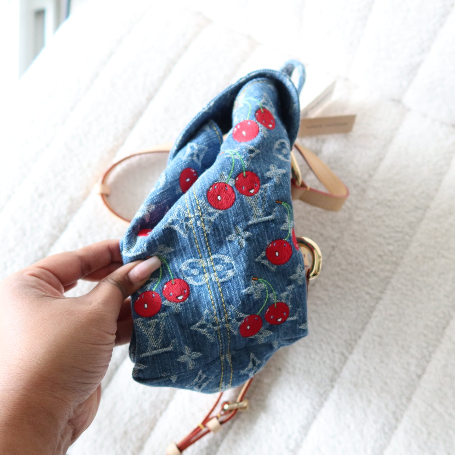 LOUIS VUITTON Murakami Cherries Denim Venice Backpack NM
