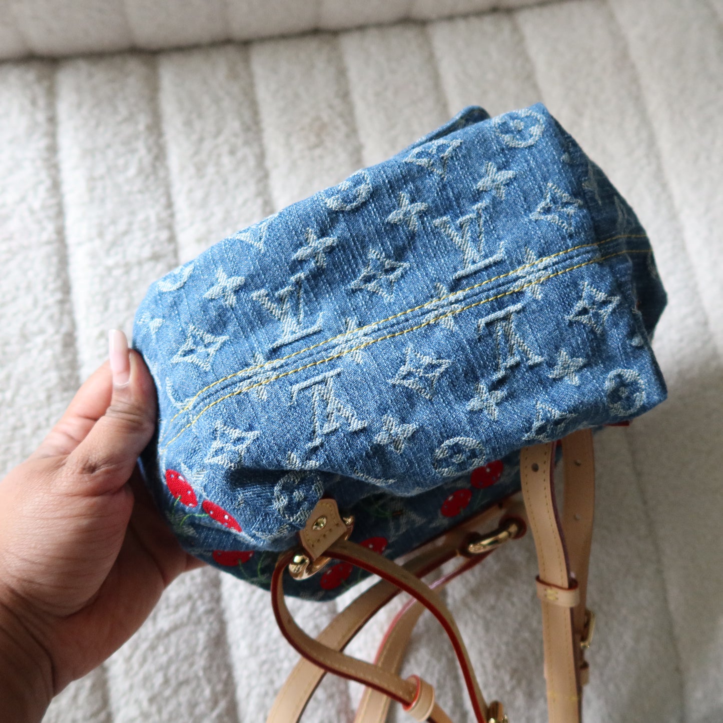 LOUIS VUITTON Murakami Cherries Denim Venice Backpack NM