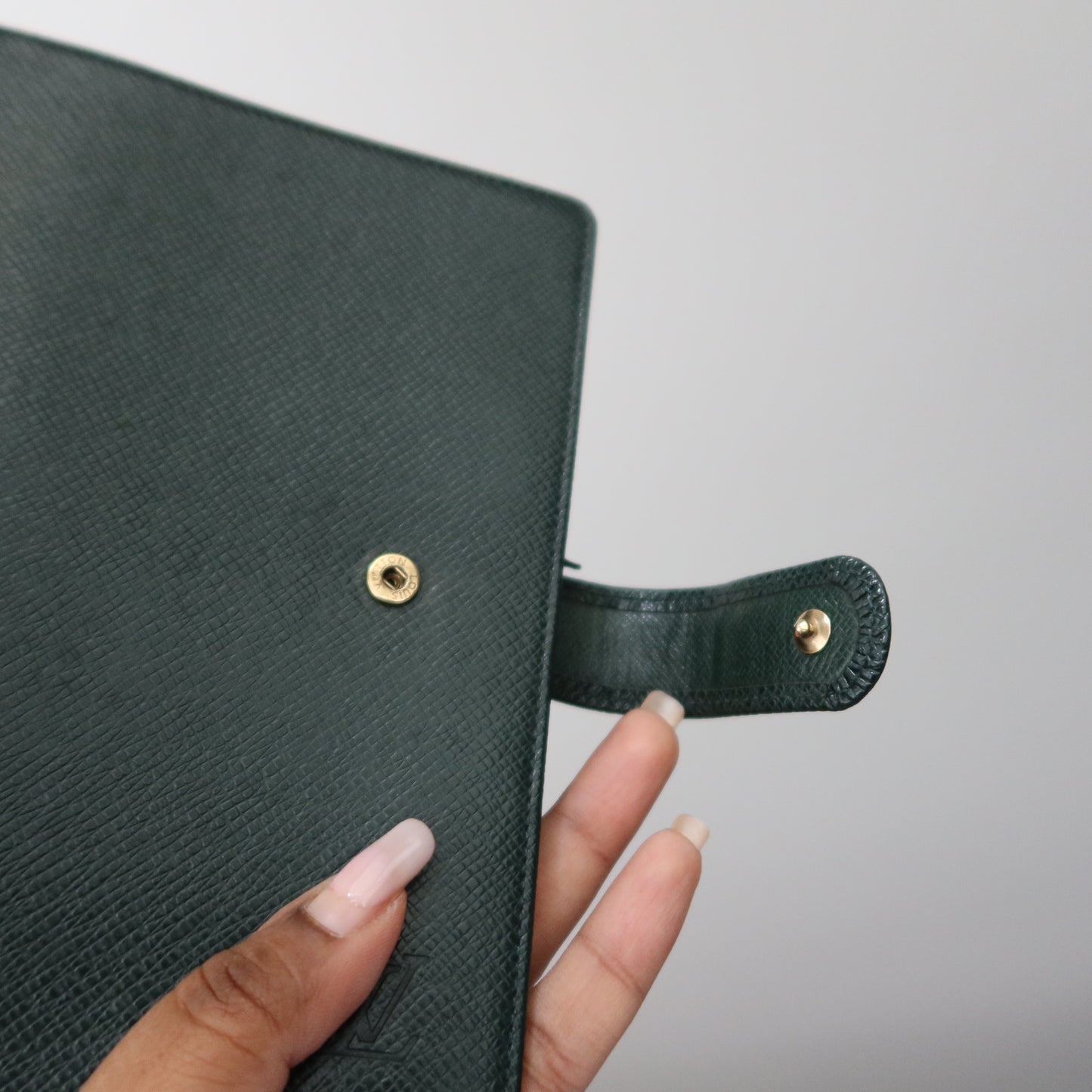 LOUIS VUITTON Taiga Leather Green Agenda MM