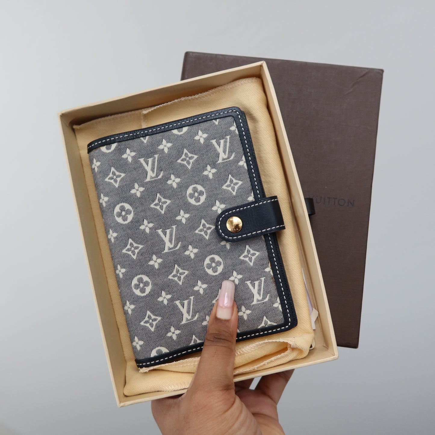 LOUIS VUITTON Mini Lin Navy Agenda MM
