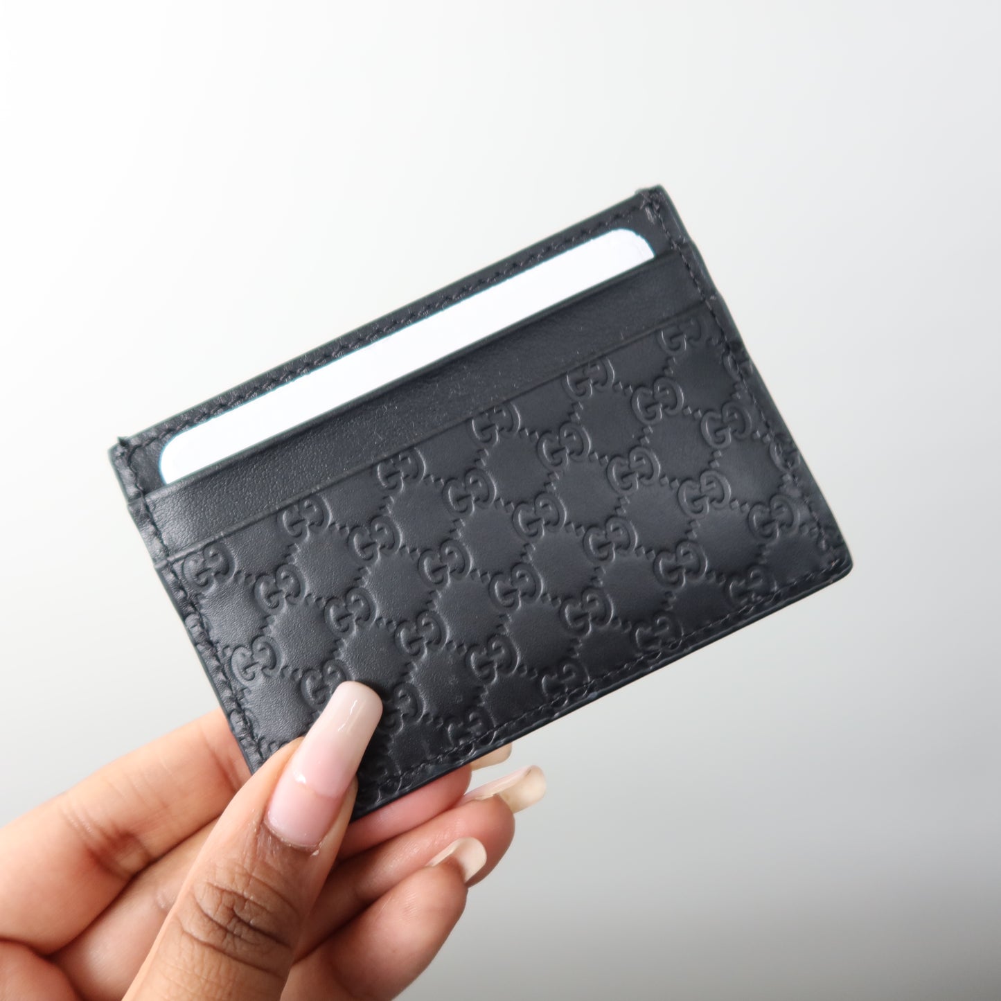 GUCCI Microguccissima Black Leather Card Holder