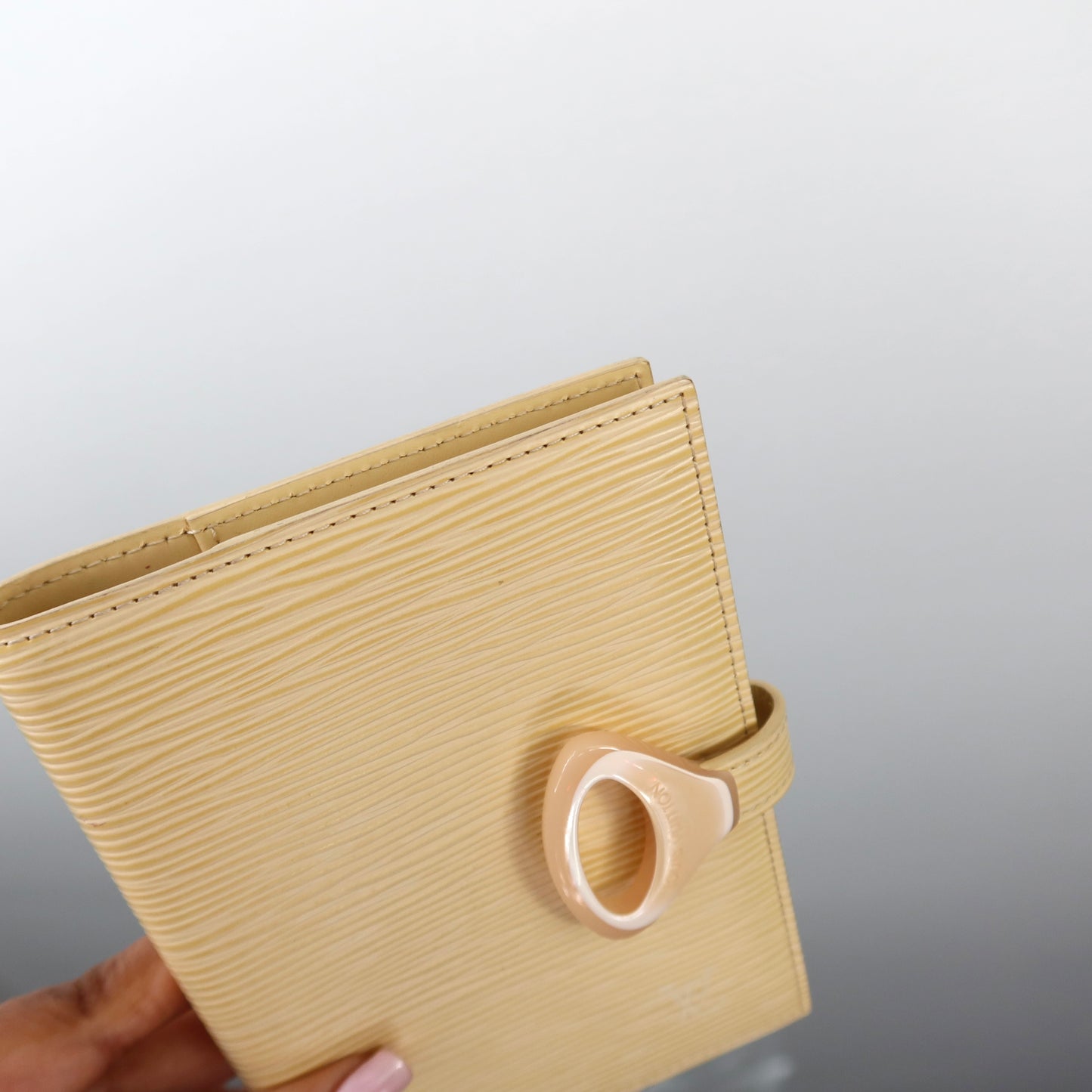 LOUIS VUITTON Butter Yellow Epi Leather Acrylic Clasp Agenda PM