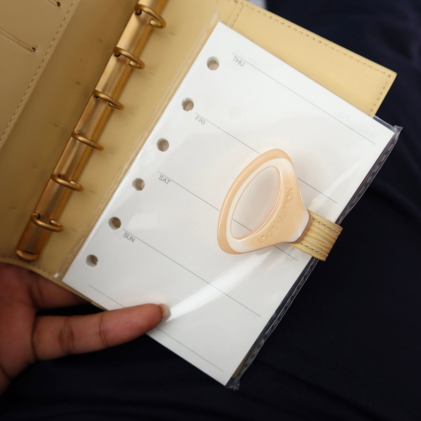 LOUIS VUITTON Butter Yellow Epi Leather Acrylic Clasp Agenda PM