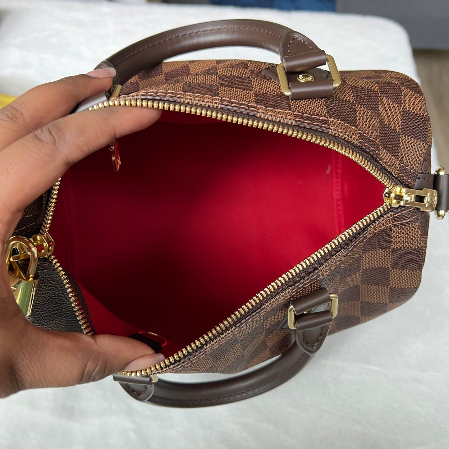 LOUIS VUITTON Damier Ebene Speedy Bandoliere 25