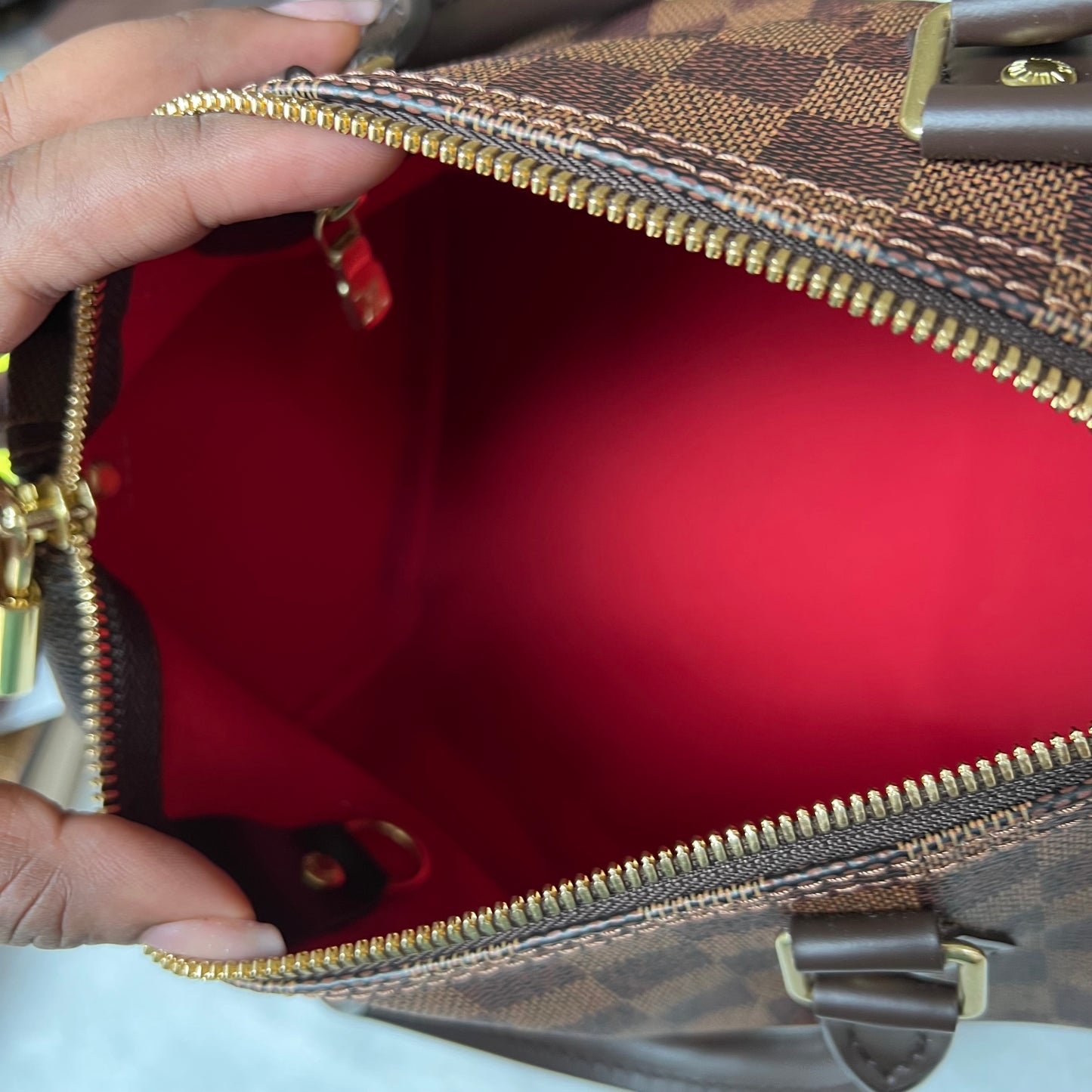 LOUIS VUITTON Damier Ebene Speedy Bandoliere 25