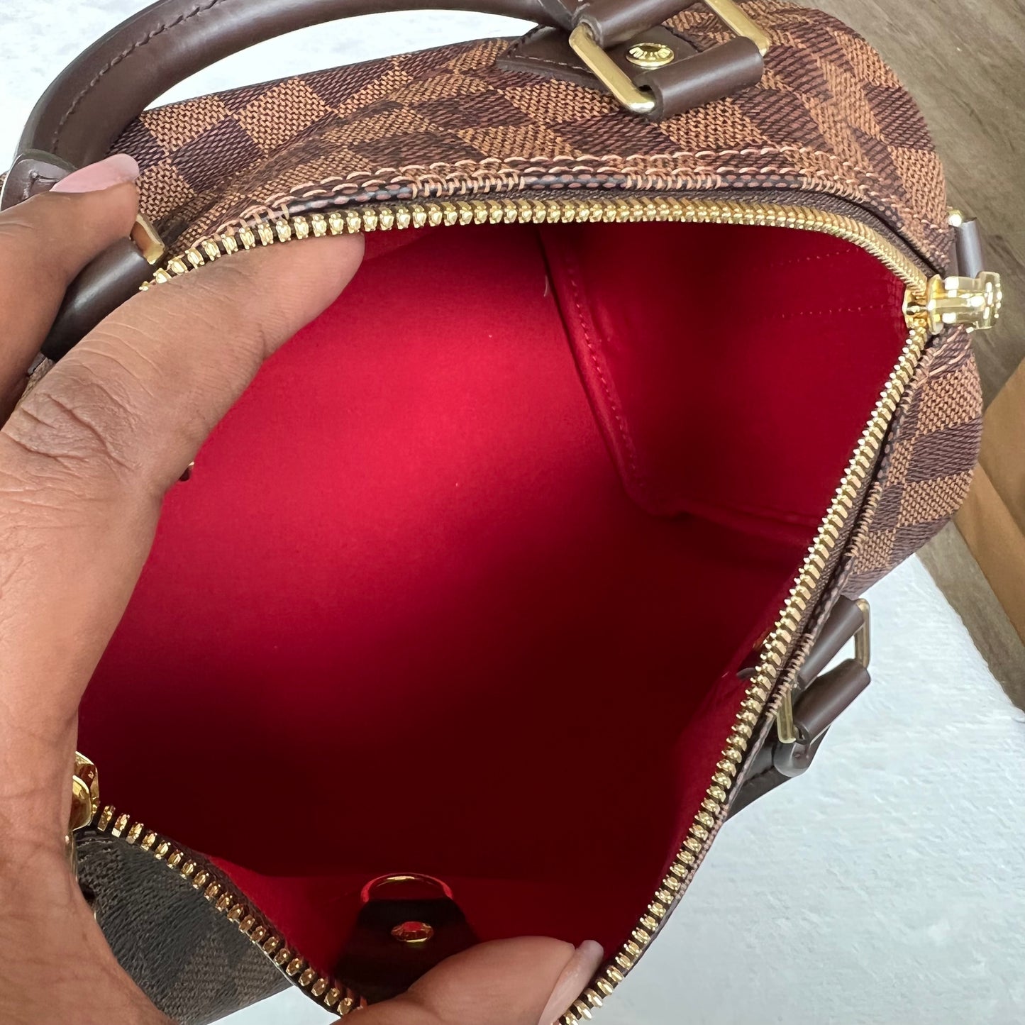 LOUIS VUITTON Damier Ebene Speedy Bandoliere 25