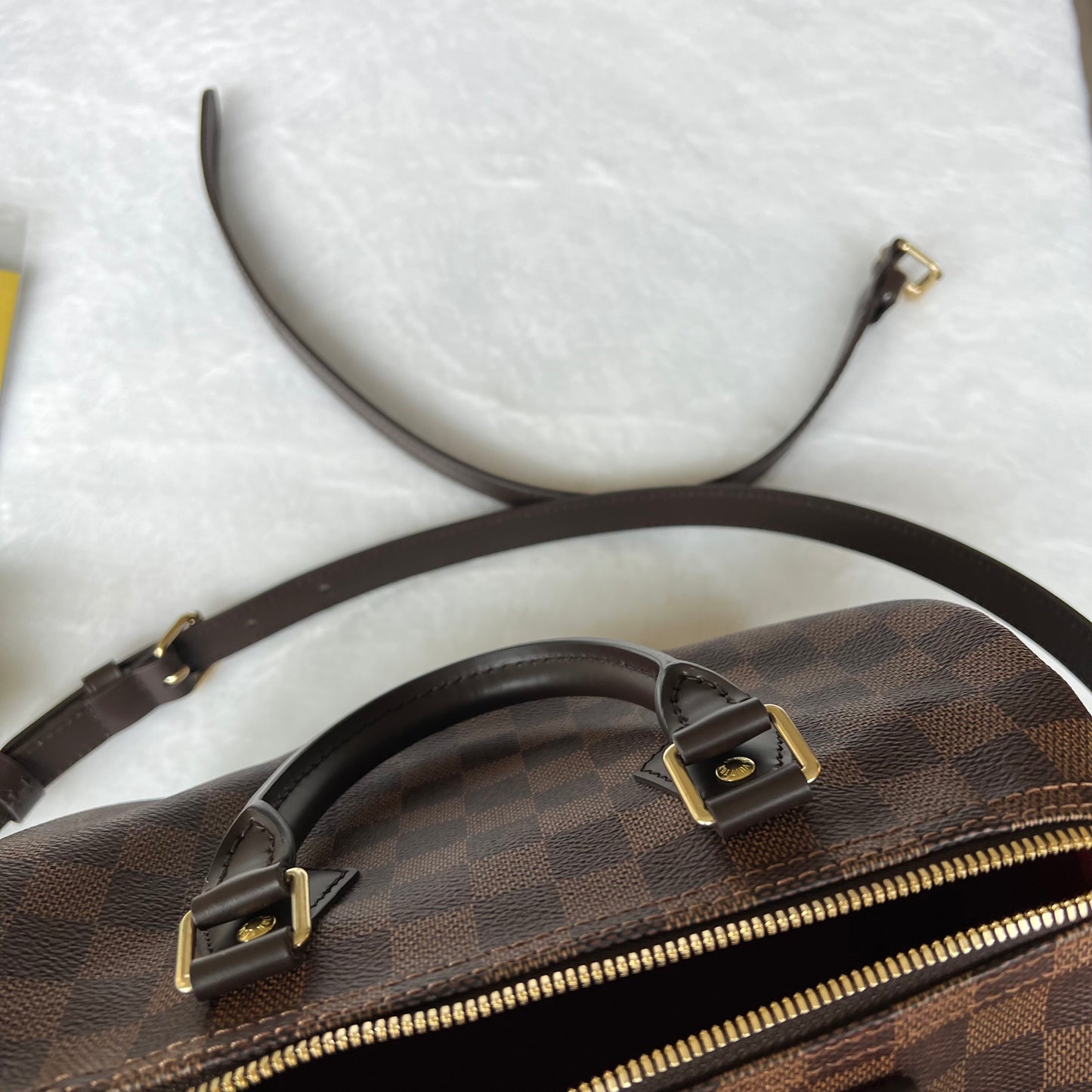 LOUIS VUITTON Damier Ebene Speedy Bandoliere 25