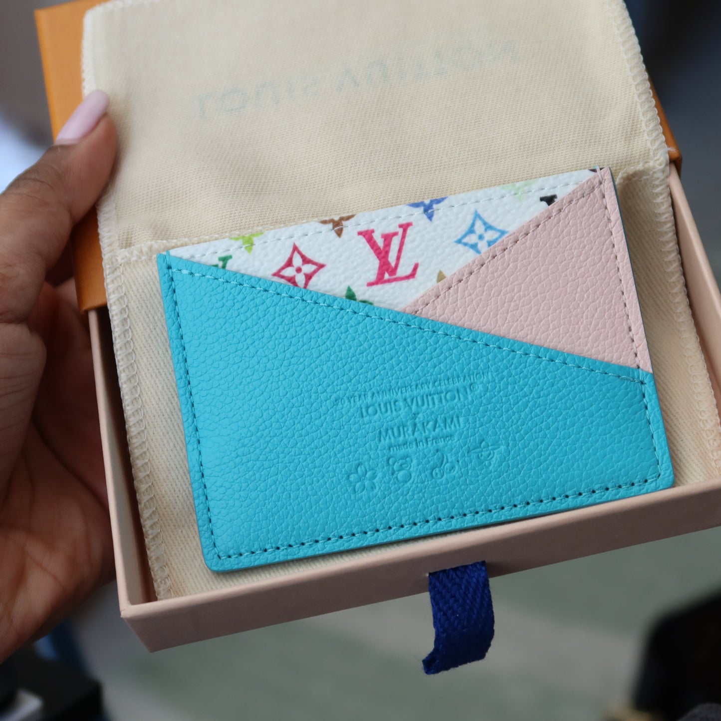 LOUIS VUITTON Murakami Multicolor Criss Cross Card Case