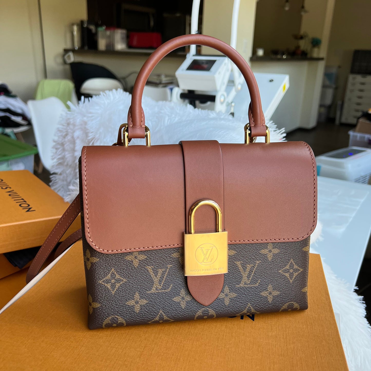 LOUIS VUITTON Locky BB Cognac Crossbody Bag