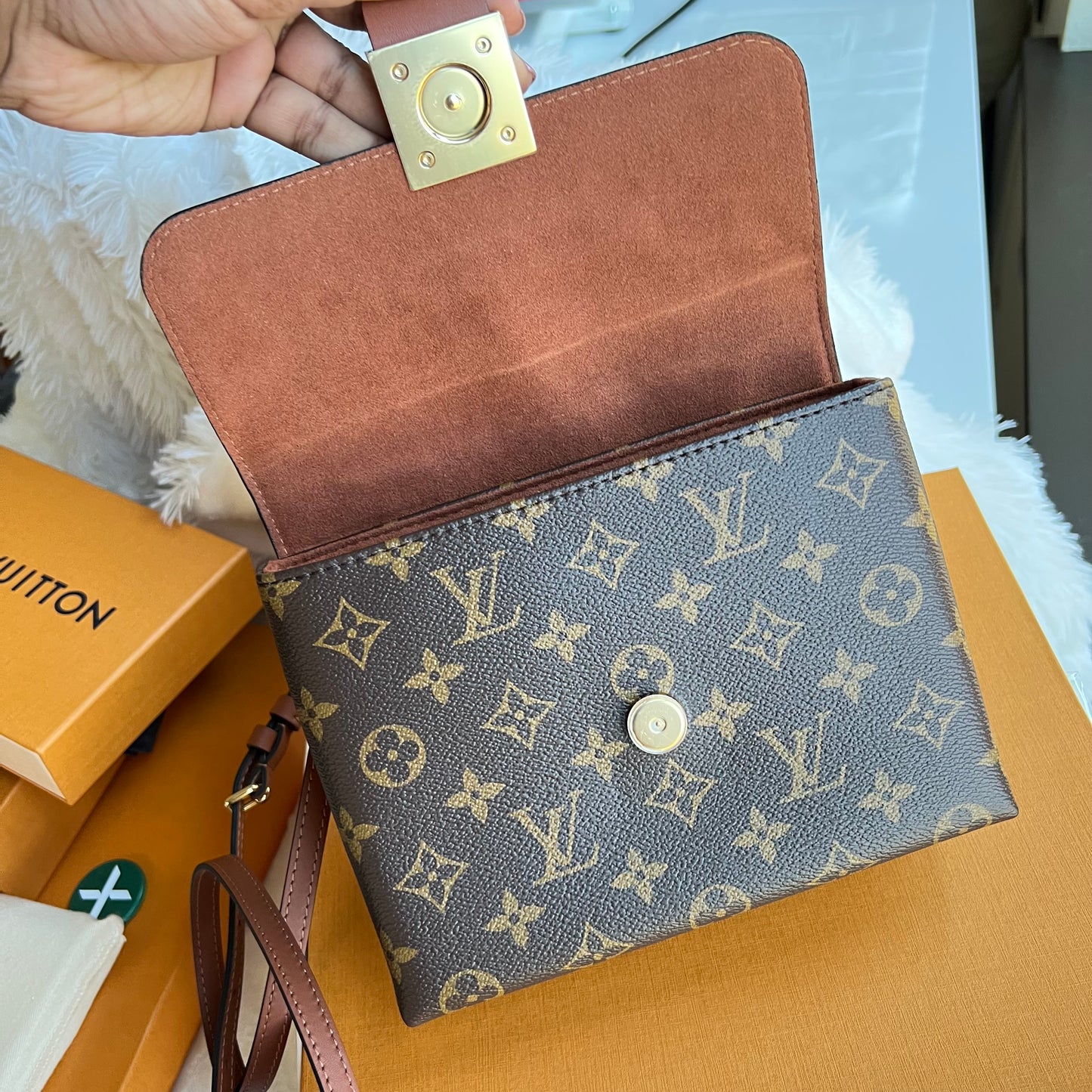 LOUIS VUITTON Locky BB Cognac Crossbody Bag