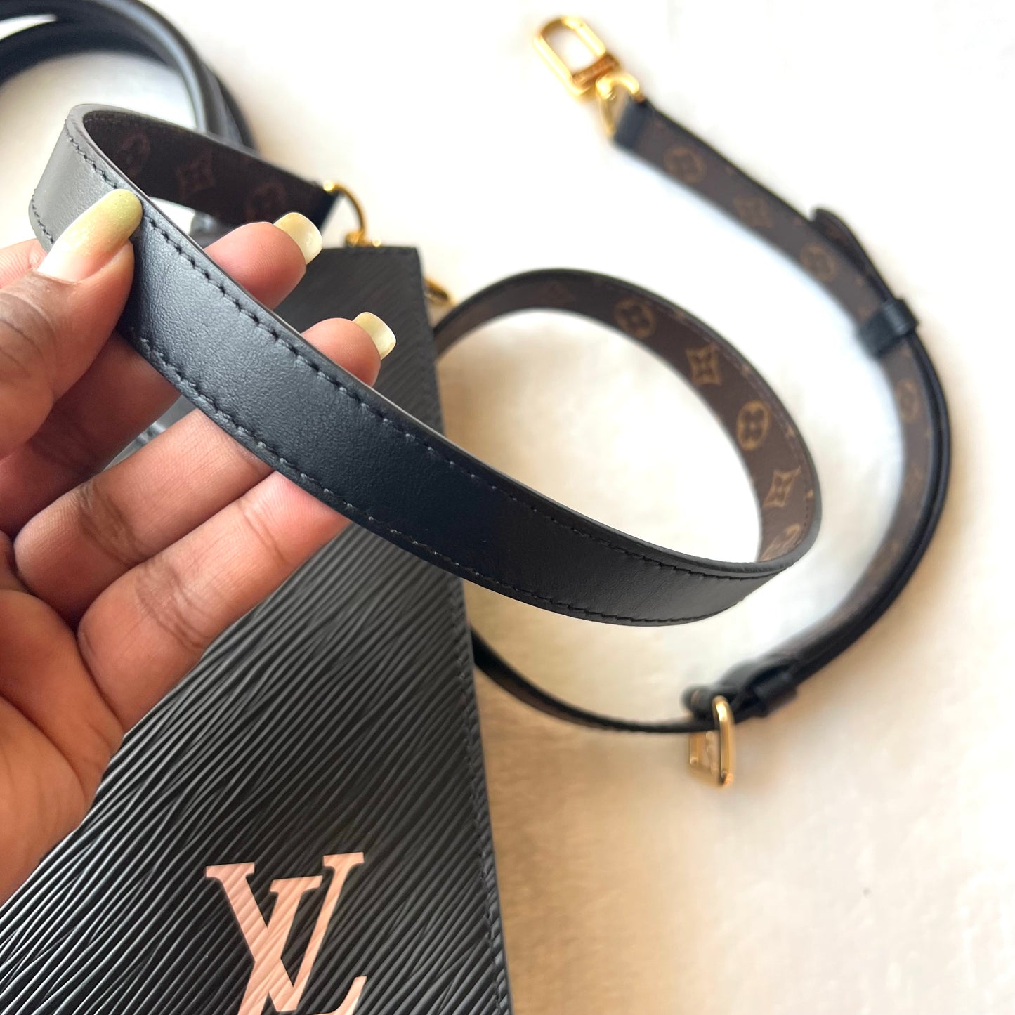 LOUIS VUITTON Black Epi Sac Plat BB