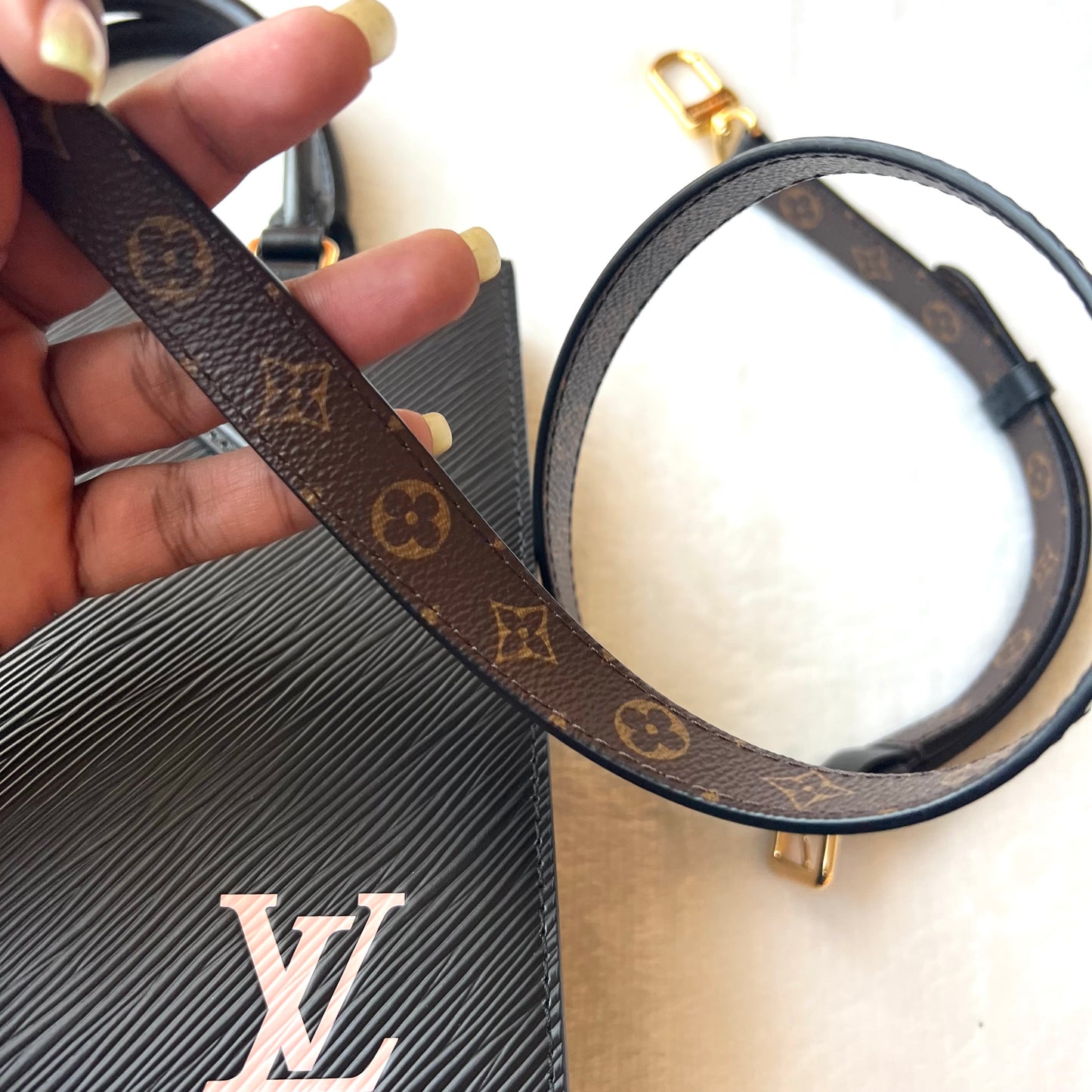 LOUIS VUITTON Black Epi Sac Plat BB