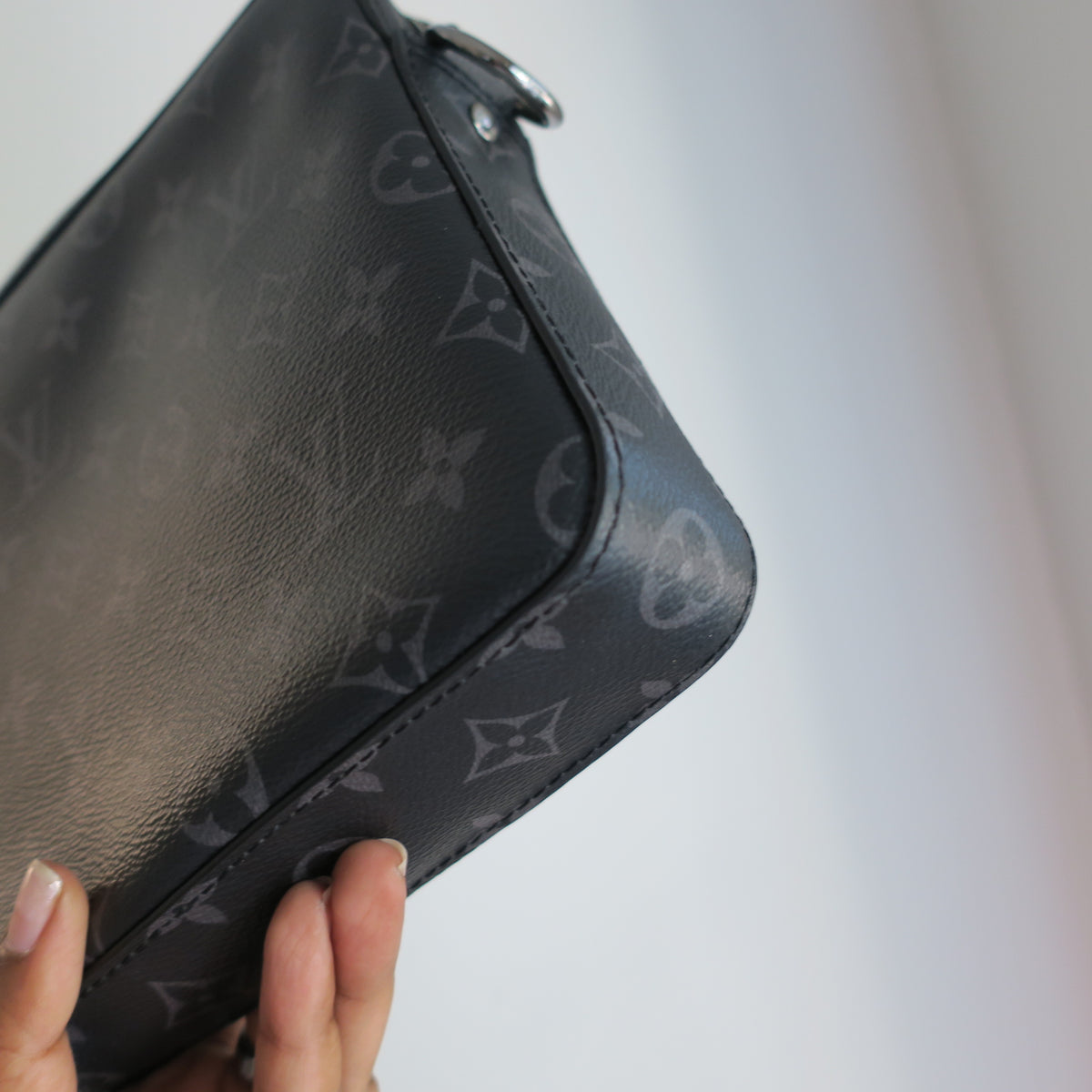 LOUIS VUITTON Monogram Eclipse Trio Large Pochette Only