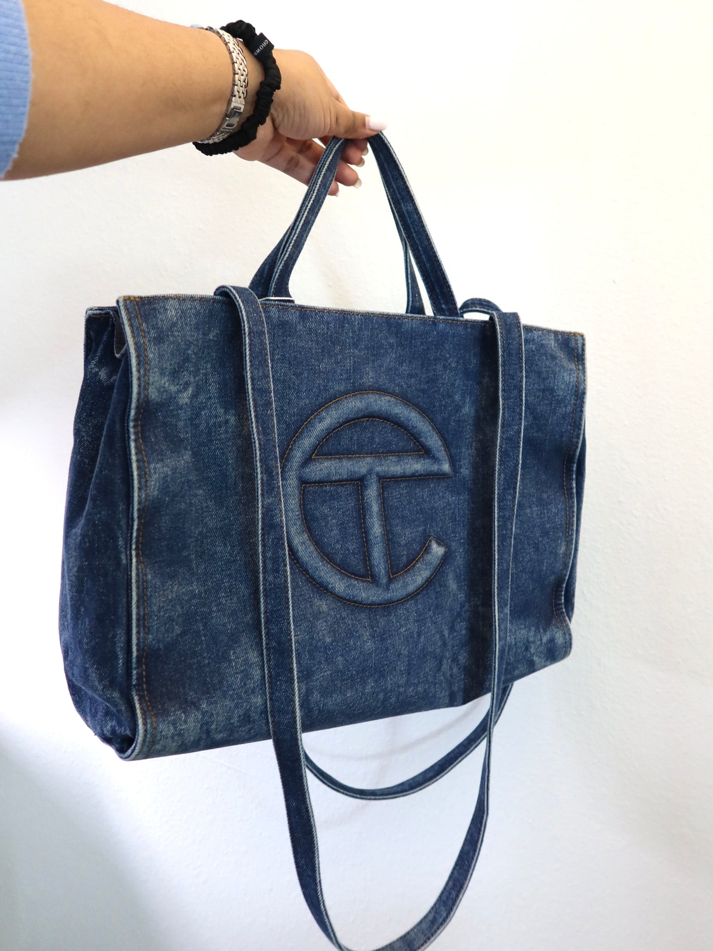 TELFAR Medium Blue Denim Tote Bag