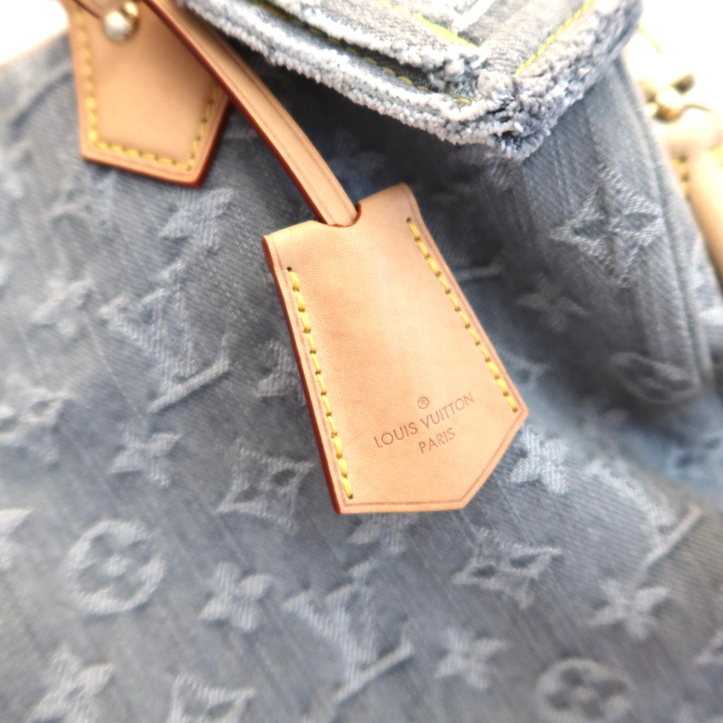 LOUIS VUITTON Washed Grey Denim Soft Speedy 30
