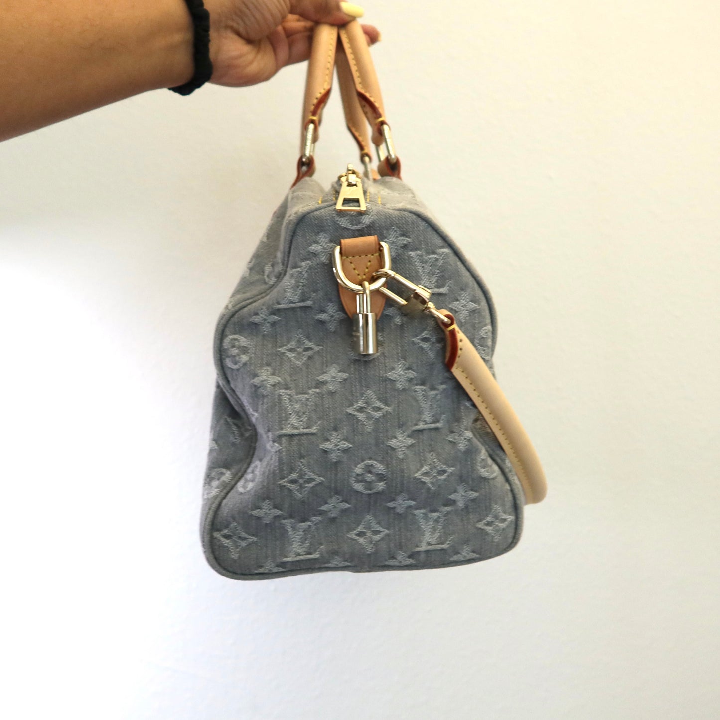 LOUIS VUITTON Washed Grey Denim Soft Speedy 30