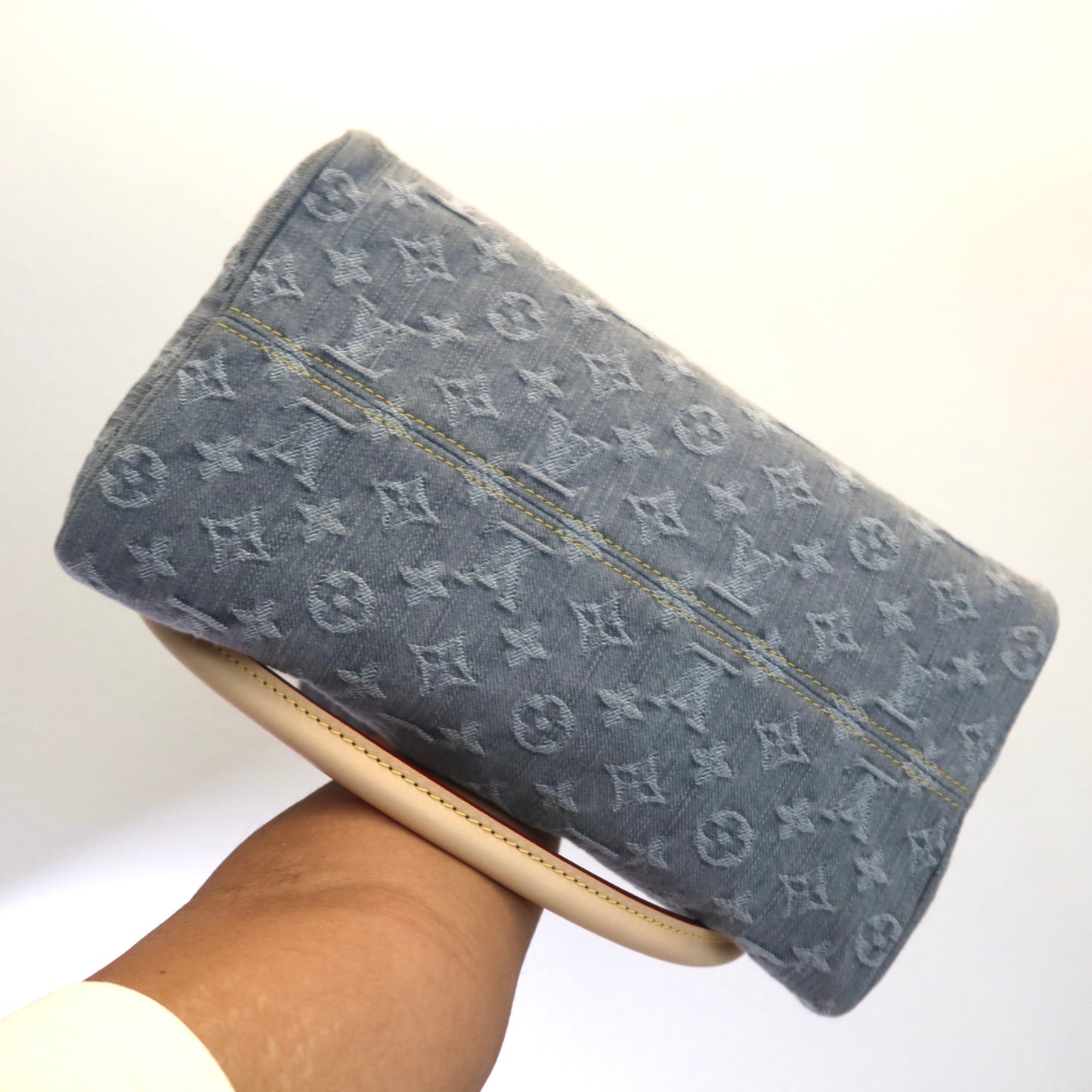 LOUIS VUITTON Washed Grey Denim Soft Speedy 30
