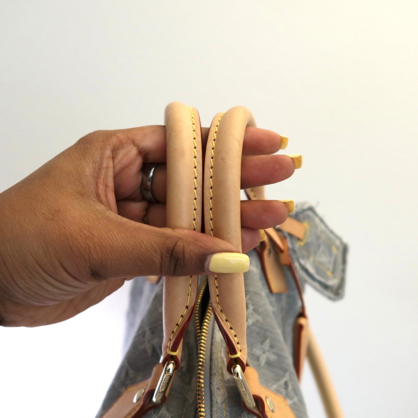LOUIS VUITTON Washed Grey Denim Soft Speedy 30