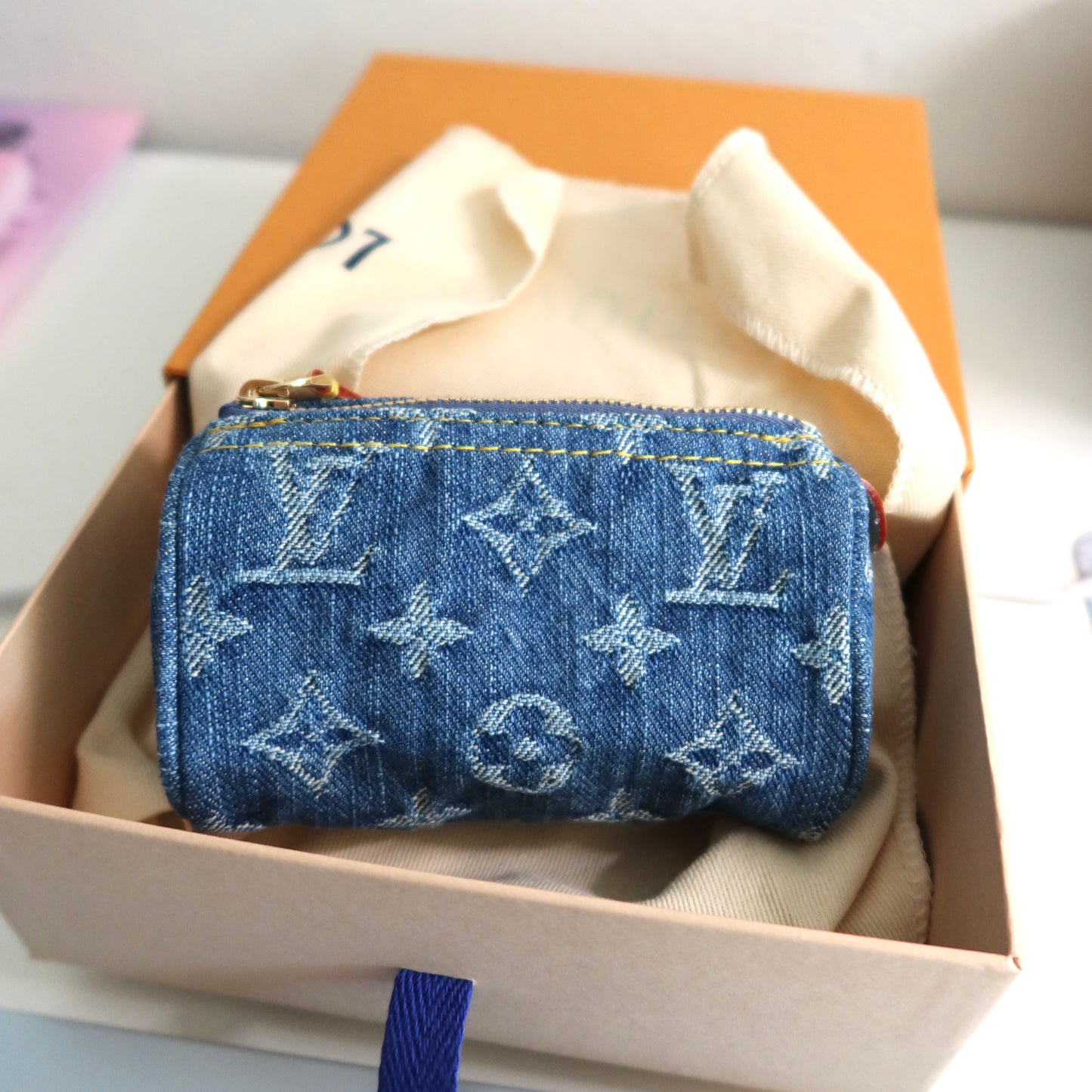 LOUIS VUITTON Blue Denim Trousse Speedy
