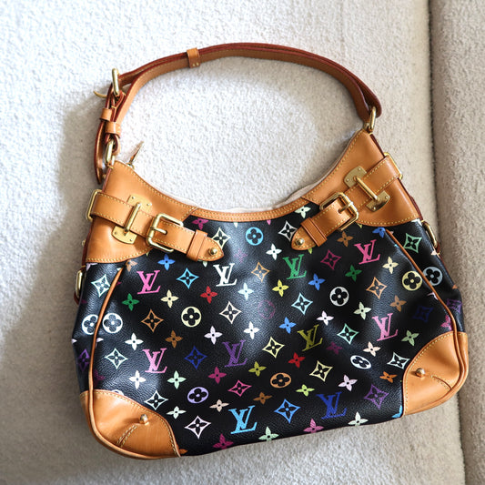 LOUIS VUITTON Black Multicolor Monogram Greta Shoulder Bag