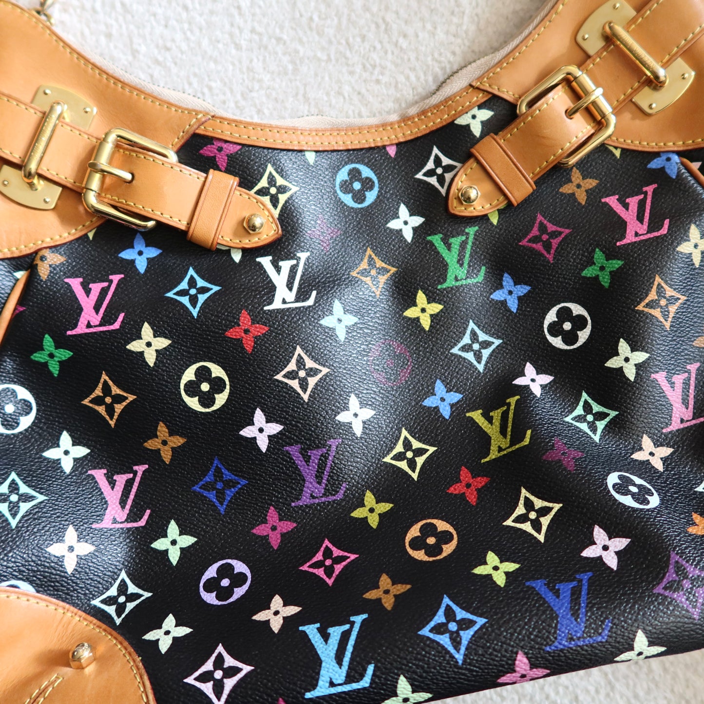 LOUIS VUITTON Black Multicolor Monogram Greta Shoulder Bag