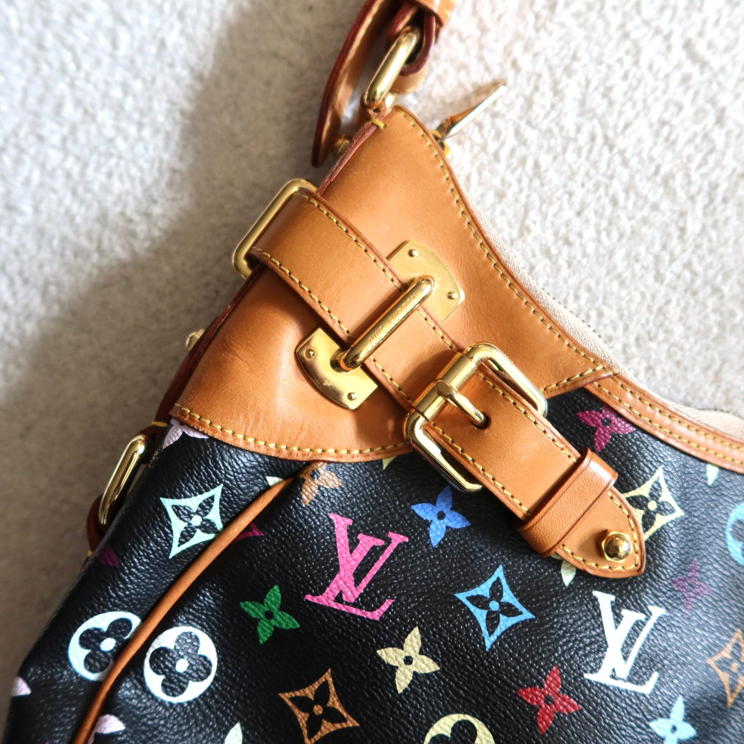 LOUIS VUITTON Black Multicolor Monogram Greta Shoulder Bag