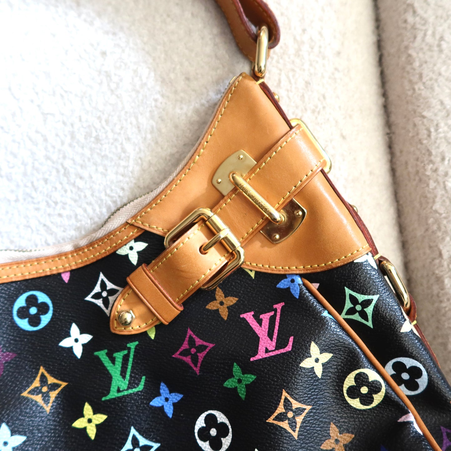 LOUIS VUITTON Black Multicolor Monogram Greta Shoulder Bag