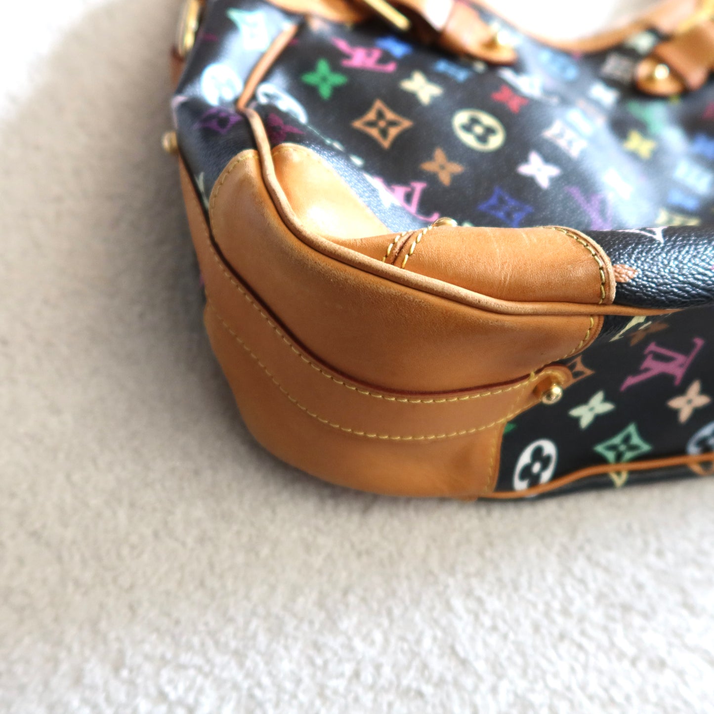 LOUIS VUITTON Black Multicolor Monogram Greta Shoulder Bag