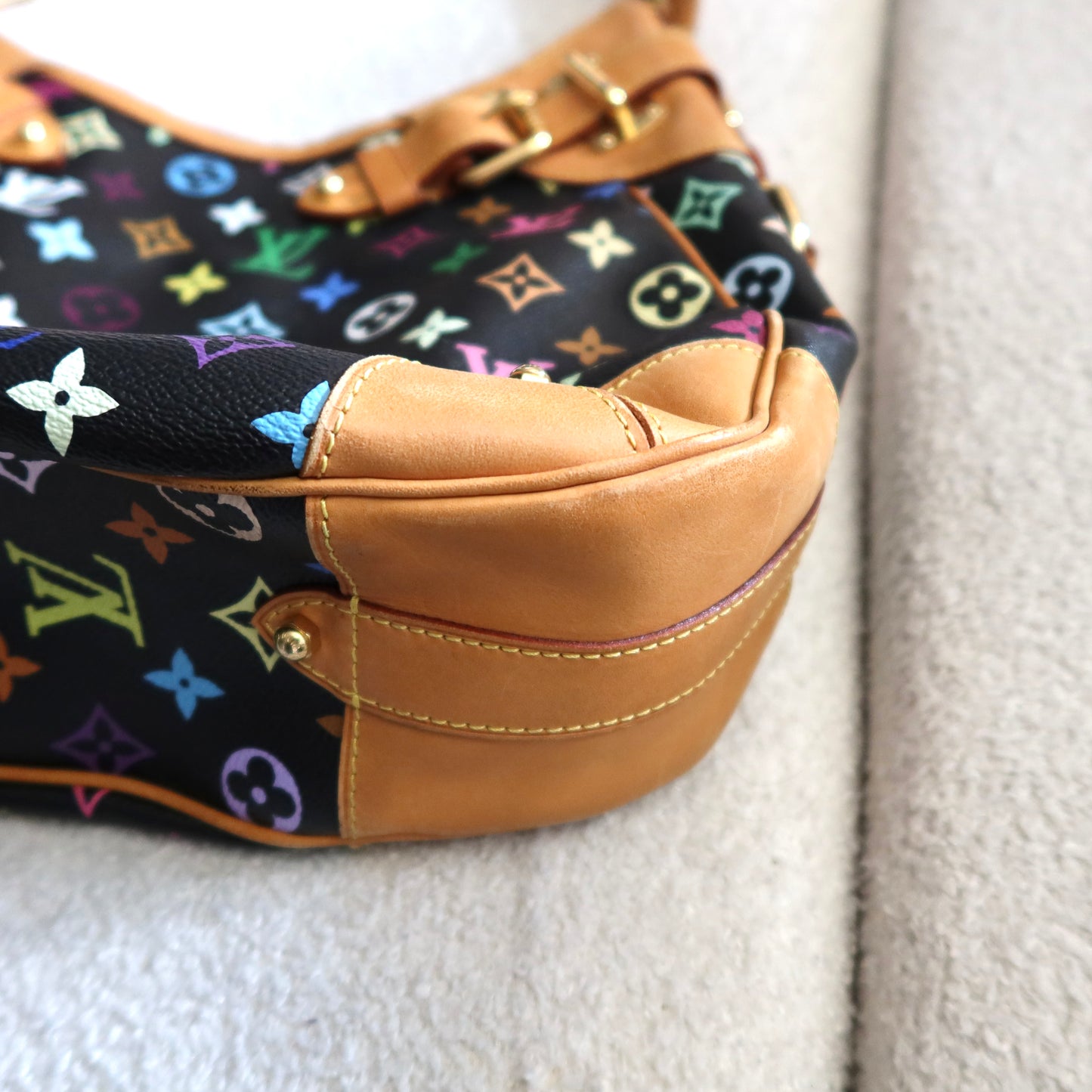 LOUIS VUITTON Black Multicolor Monogram Greta Shoulder Bag