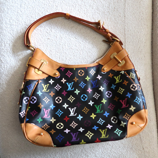 LOUIS VUITTON Black Multicolor Monogram Greta Shoulder Bag
