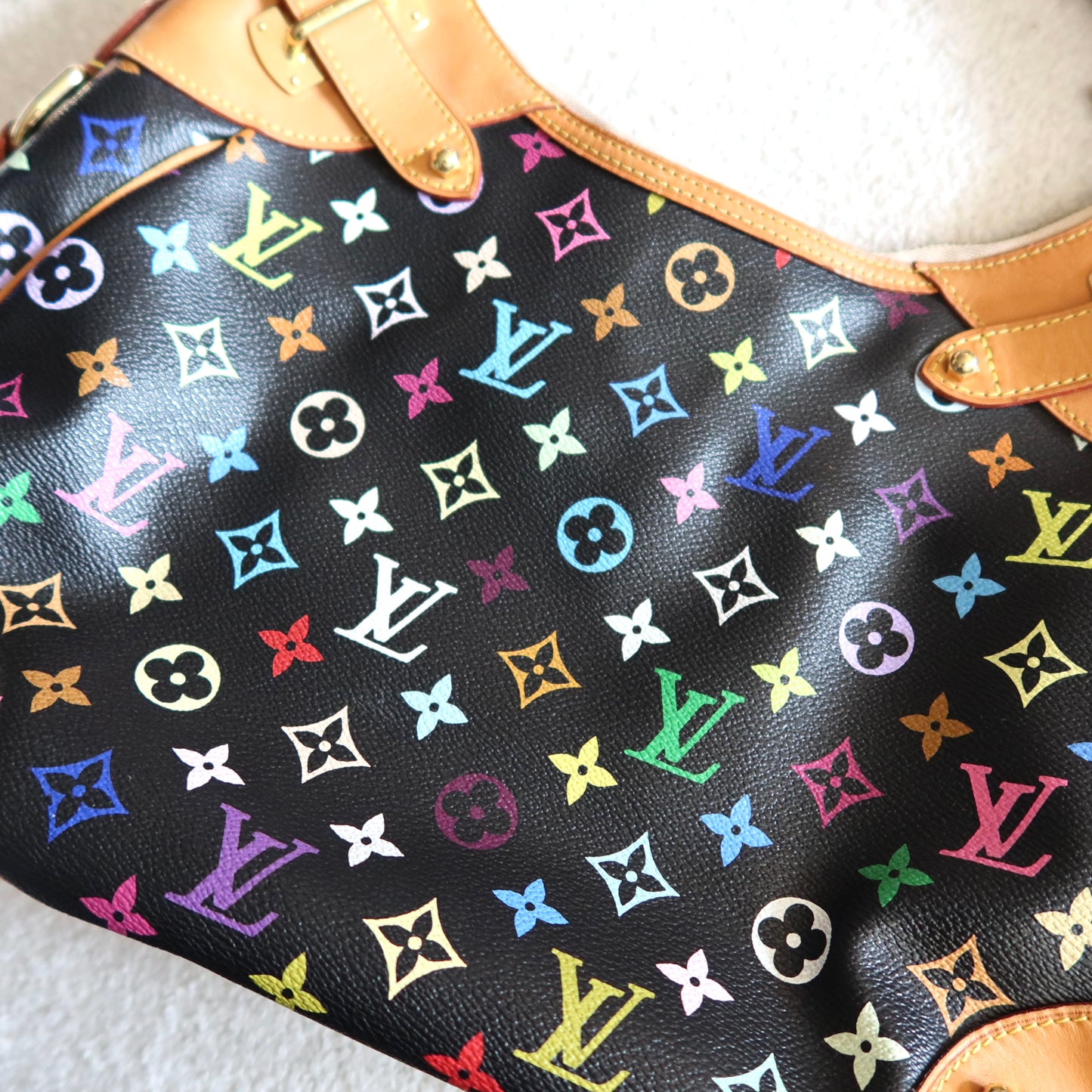LOUIS VUITTON Black Multicolor Monogram Greta Shoulder Bag