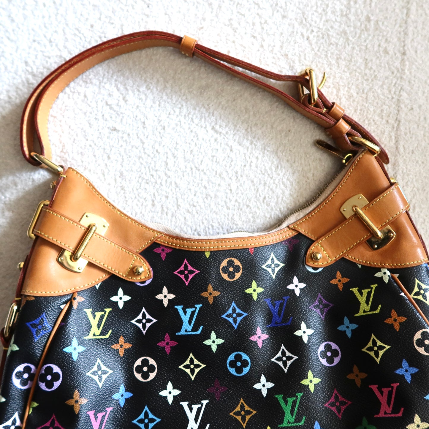 LOUIS VUITTON Black Multicolor Monogram Greta Shoulder Bag