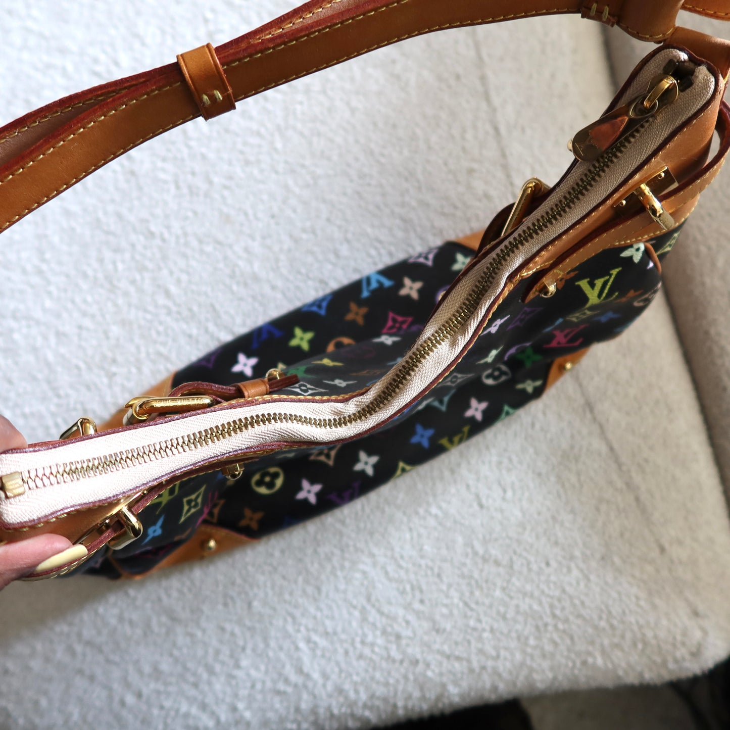 LOUIS VUITTON Black Multicolor Monogram Greta Shoulder Bag