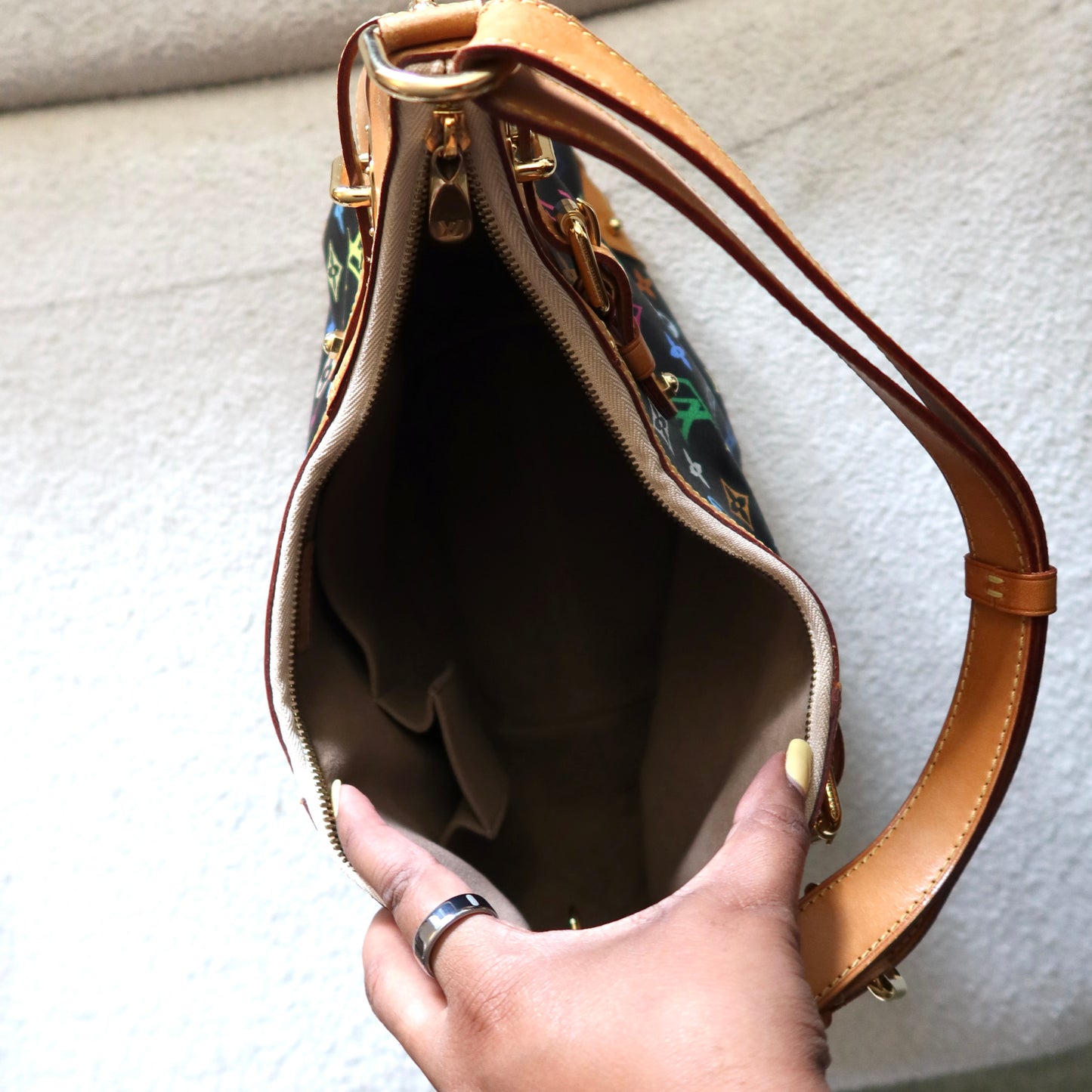 LOUIS VUITTON Black Multicolor Monogram Greta Shoulder Bag